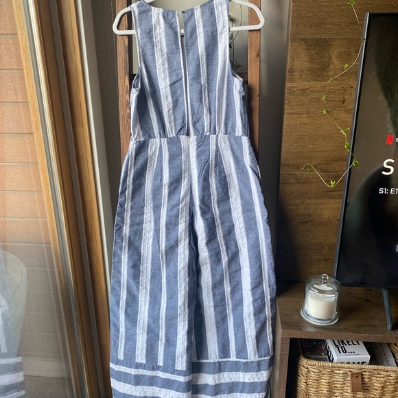 Blue and White Wide Leg Jumpsuit - Picture 3 of 7